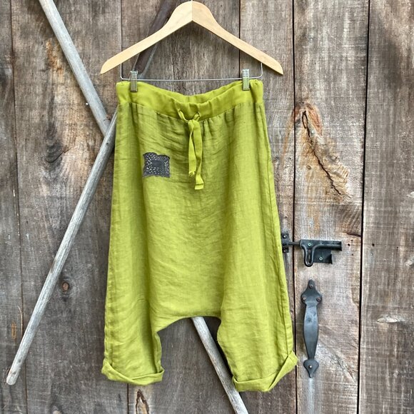 100% Linen Harem Pants, OS, mustard color - Picture 5 of 8